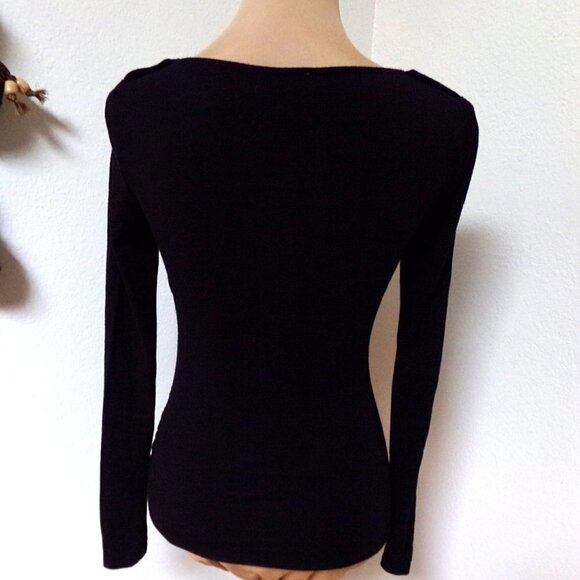 Carmen Carmen Mark Valvo Black Ruched Top with Epaulets at the shoulders - Picture 6 of 6